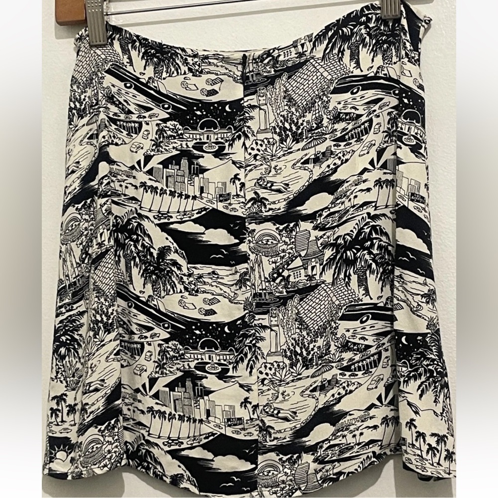 Reformation Women’s Black & Cream Patterned Mini Skirt Size 4